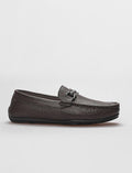 Genuine Leather Brown Men's Loafer with Buckle Detail