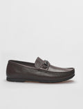 Genuine Leather Brown Buckle Men's Loafer