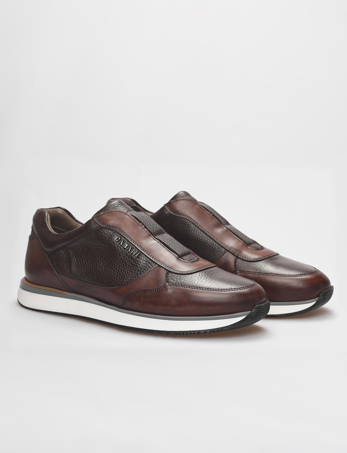 Genuine Leather Brown Men's Athletic Shoes