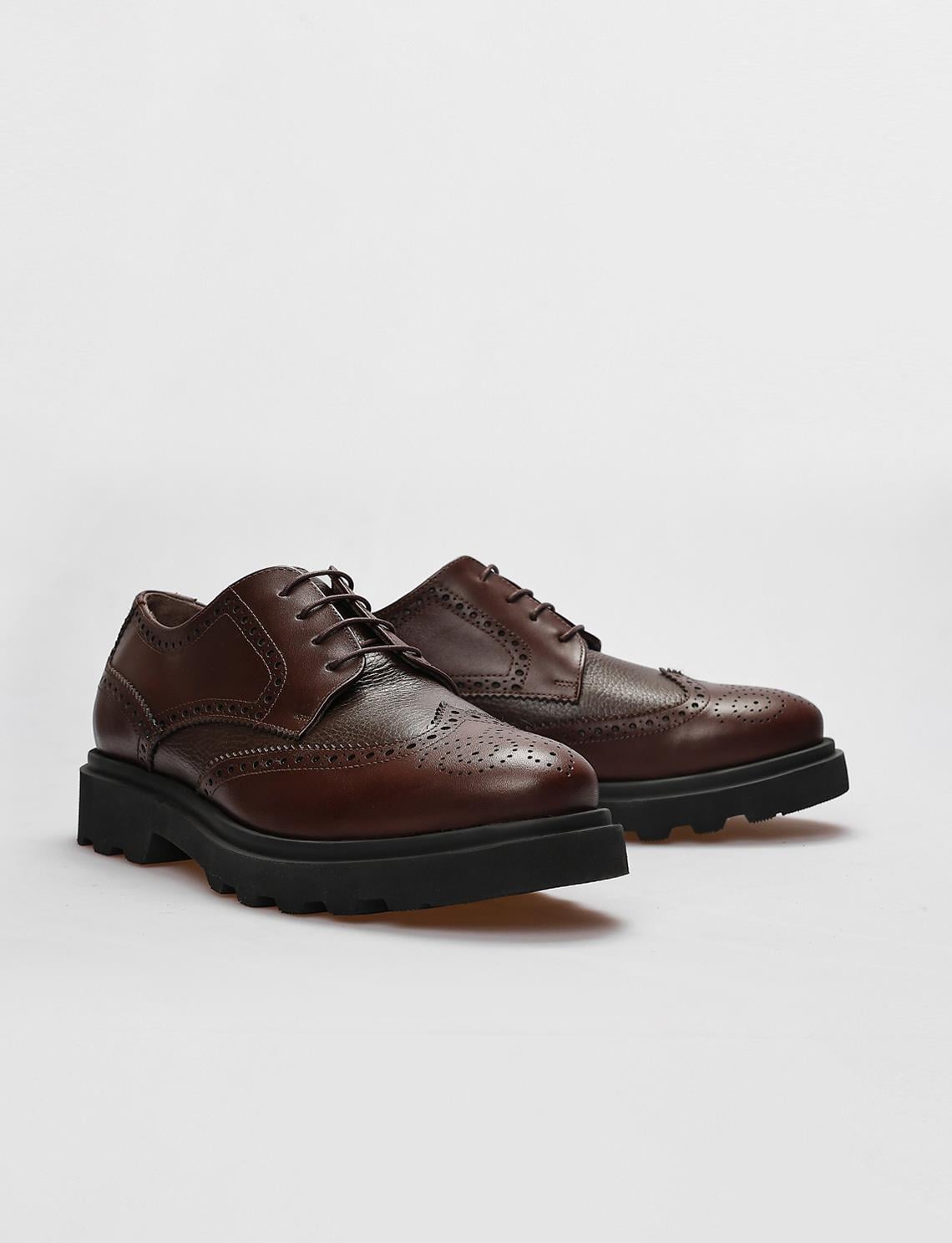 Genuine Leather Brown Lace-up Men's Casual Shoes