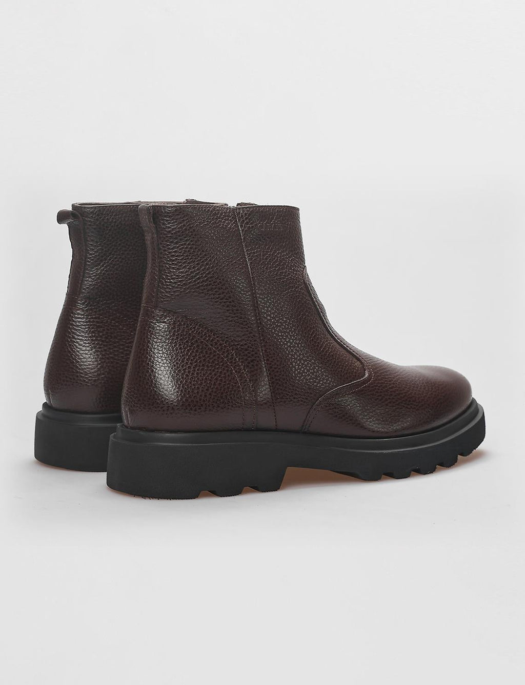 Genuine Leather Brown Zippered Men's Casual Boots
