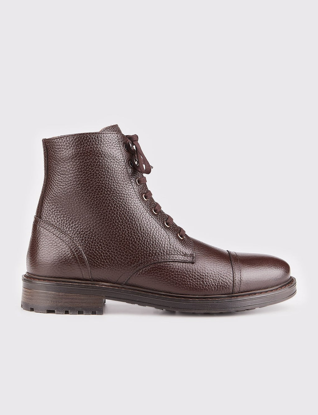 Genuine Leather Brown Lace-up Zipper Men's Winter Casual Boots