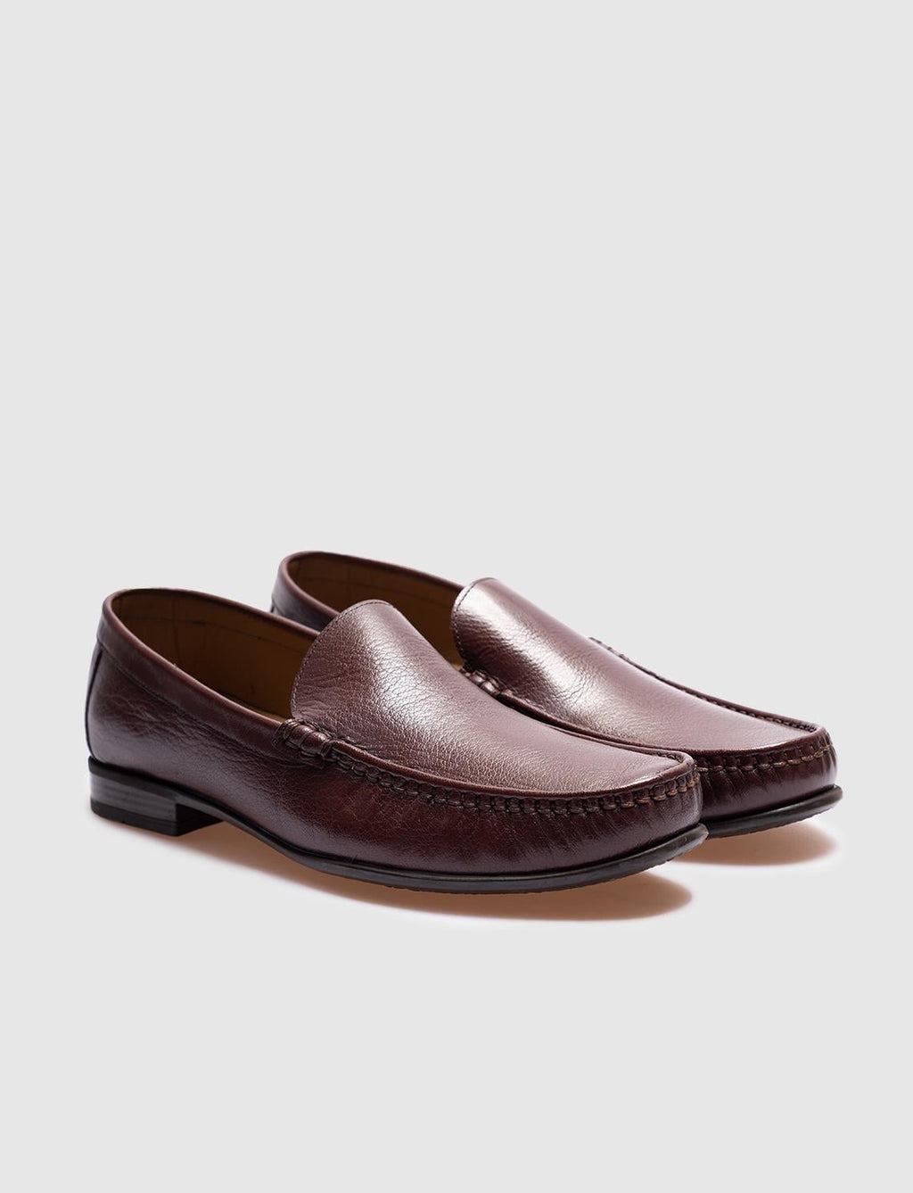 Genuine Leather Textured Brown Men's Loafer
