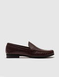 Genuine Leather Solid Pattern Dark Brown Men's Loafer
