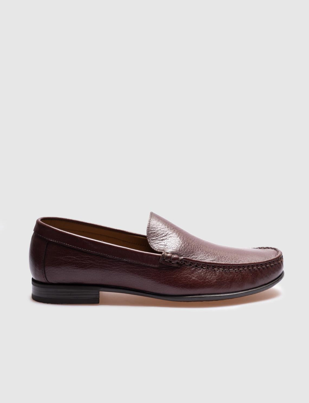Genuine Leather Textured Brown Men's Loafer