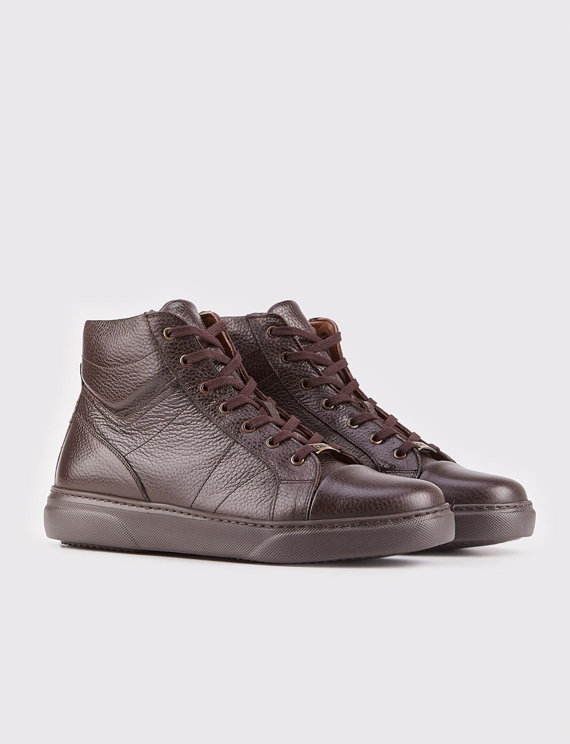 Genuine Leather Sporty Brown Zip-Up Men's Casual Boots