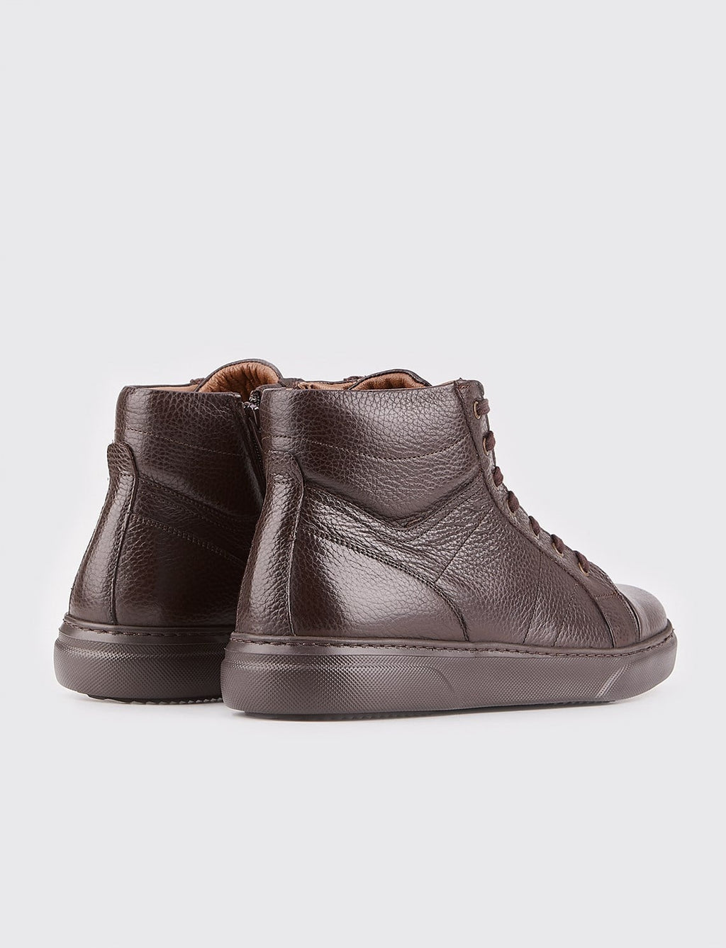 Genuine Leather Sporty Brown Zip-Up Men's Casual Boots