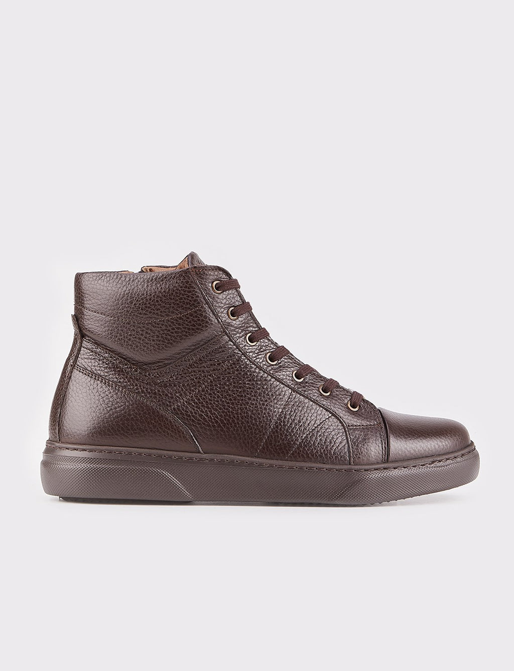 Genuine Leather Sporty Brown Zip-Up Men's Casual Boots