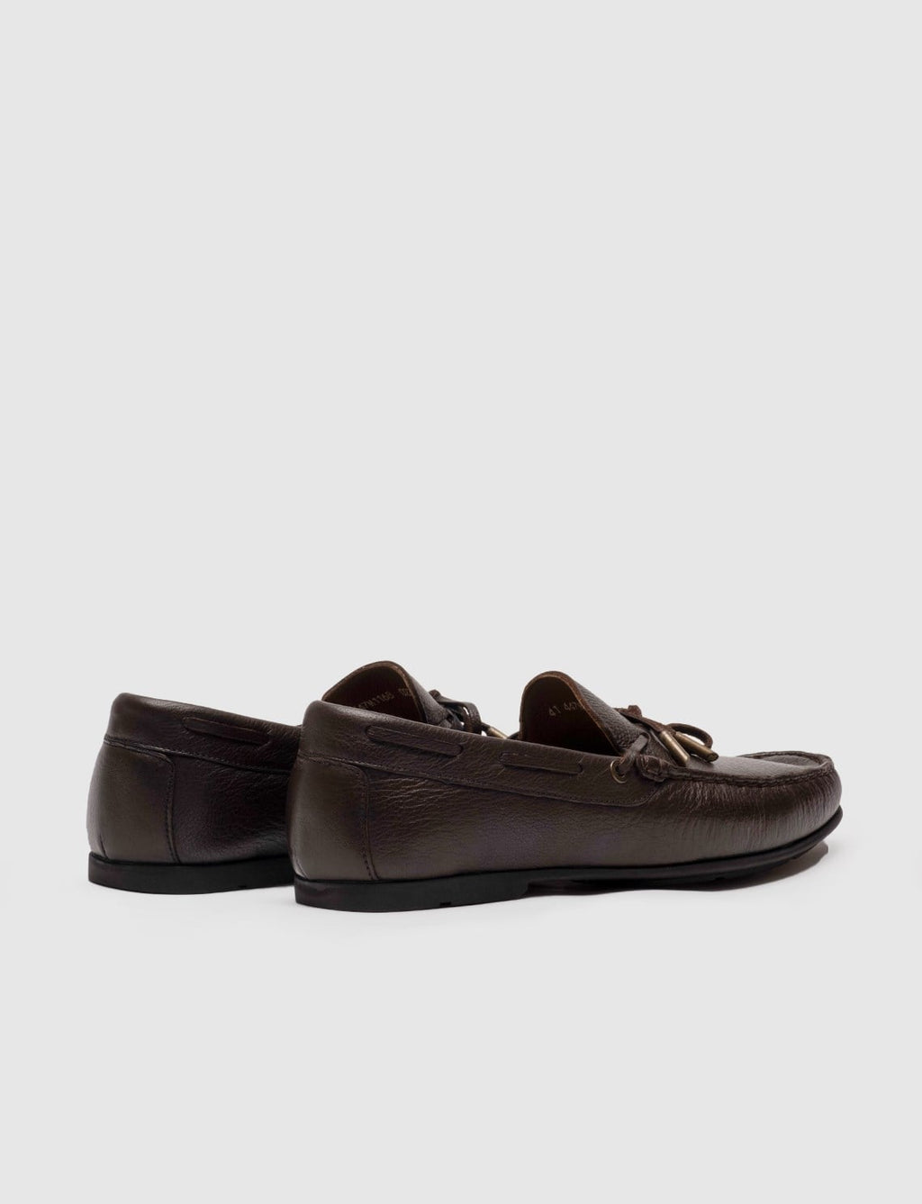 Genuine Leather Brown Bowknot Men's Loafer Shoes