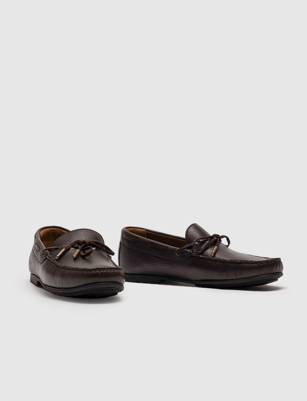 Genuine Leather Brown Bowknot Men's Loafer Shoes