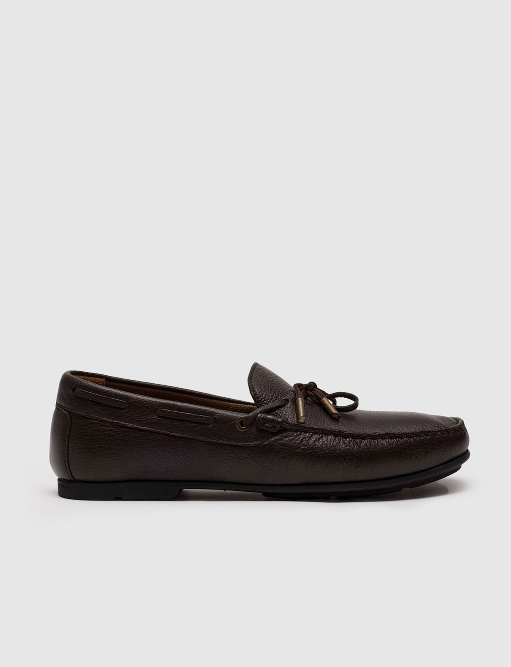 Genuine Leather Brown Bowknot Men's Loafer Shoes