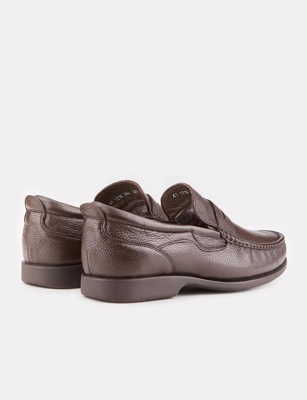 Genuine Leather Brown Fur-Lined Men's Loafer Casual Shoes
