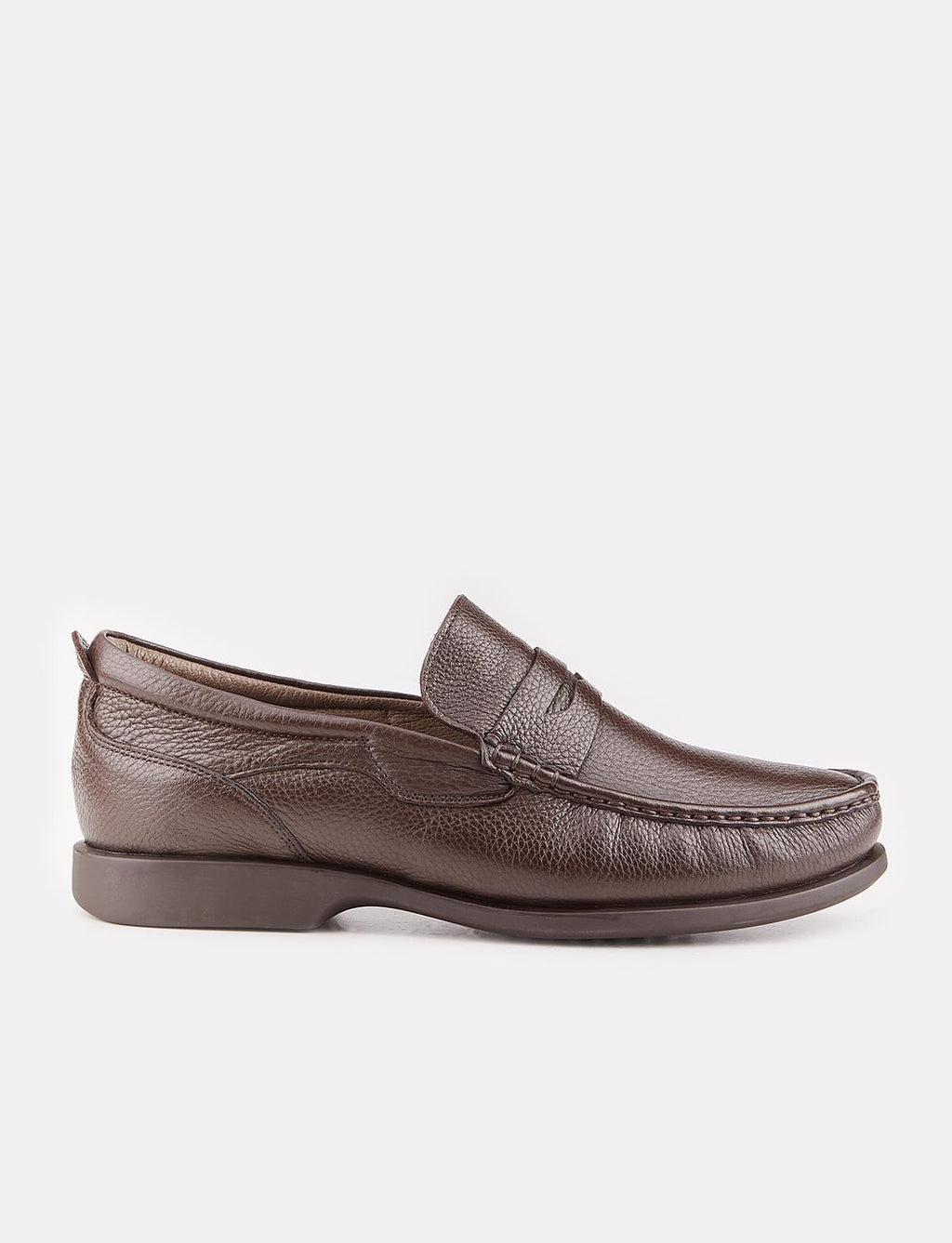 Genuine Leather Brown Fur-Lined Men's Loafer Casual Shoes