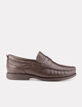 Genuine Leather Brown Fur-Lined Men's Loafer Casual Shoes
