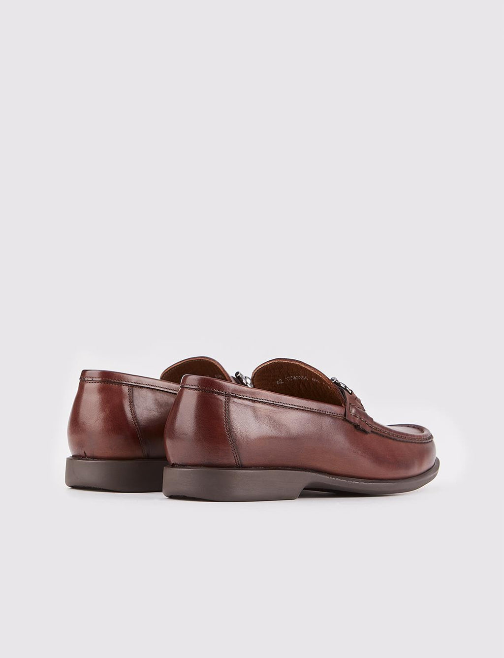 Genuine Leather Brown Men's Loafer Shoes with Buckle Accessory