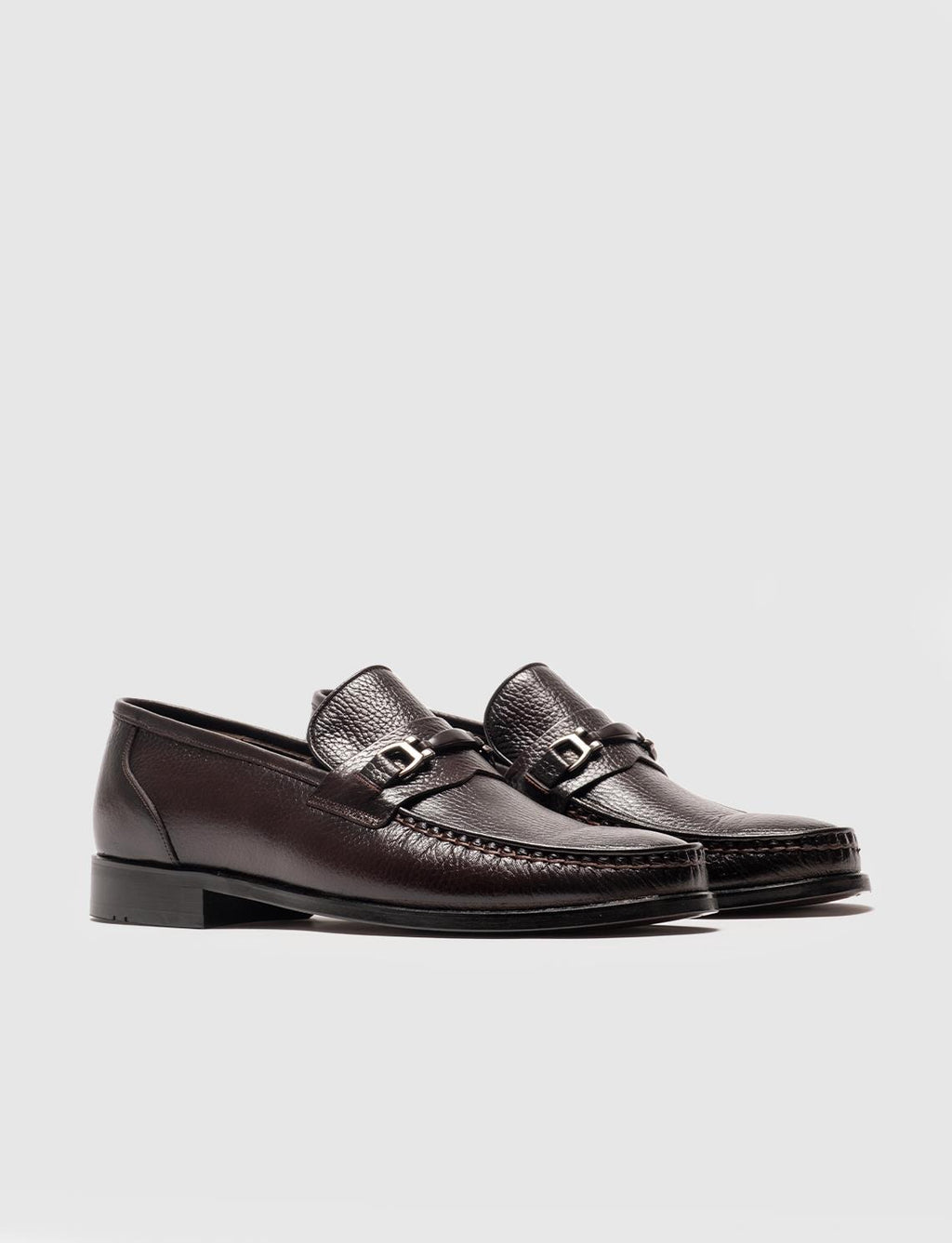 Genuine Leather Brown Buckle Men's Classic Shoes