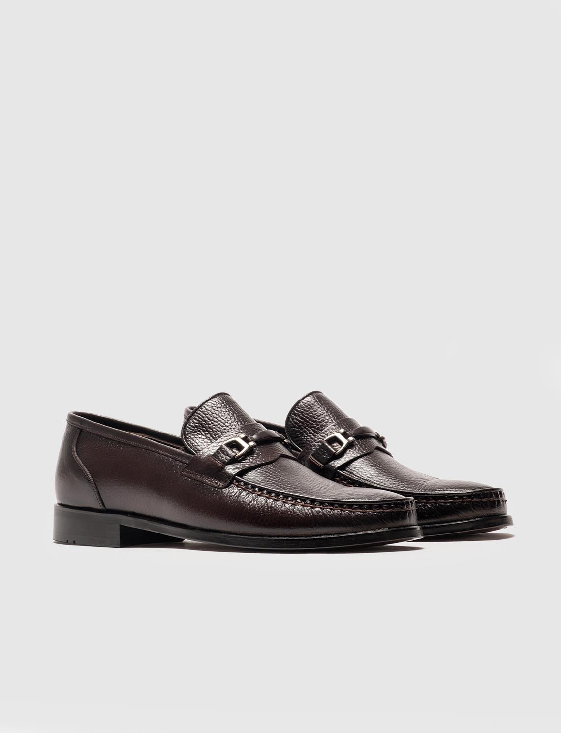 Genuine Leather Brown Buckle Men's Classic Shoes