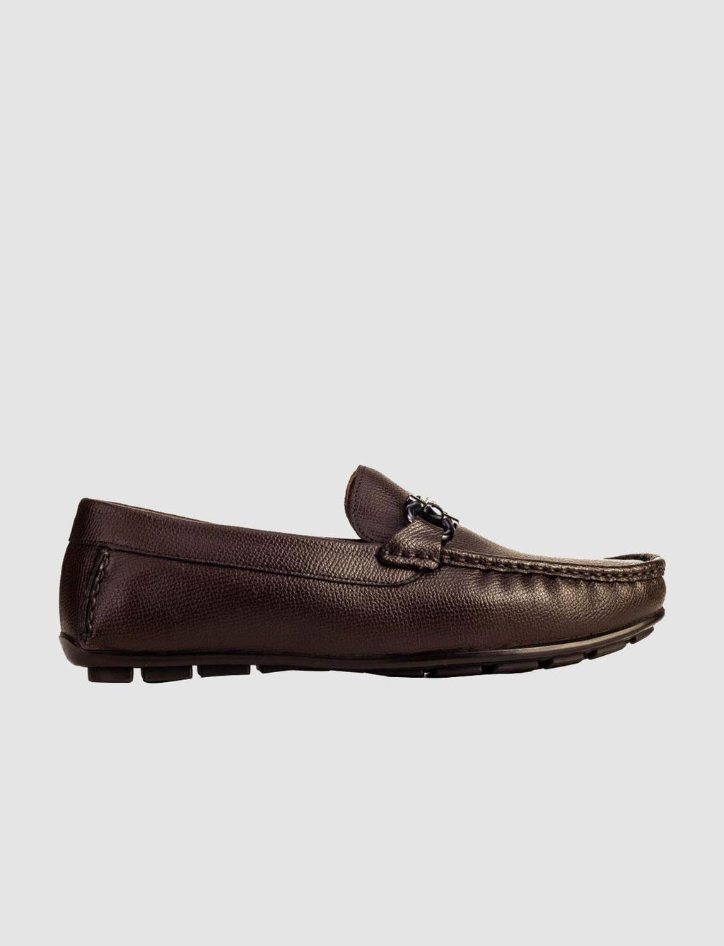 Genuine Leather Brown Buckle Men's Loafer