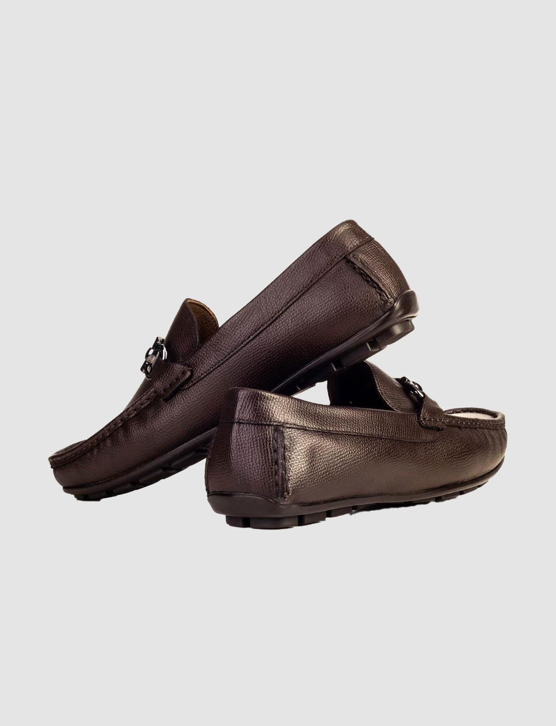 Genuine Leather Brown Buckle Men's Loafer