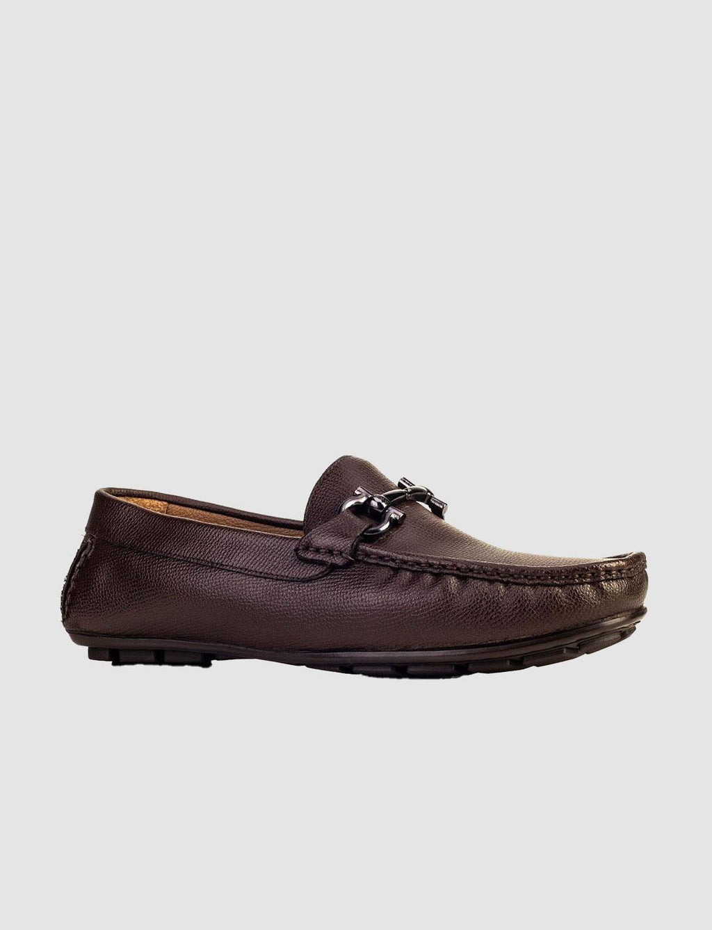Genuine Leather Brown Buckle Men's Loafer