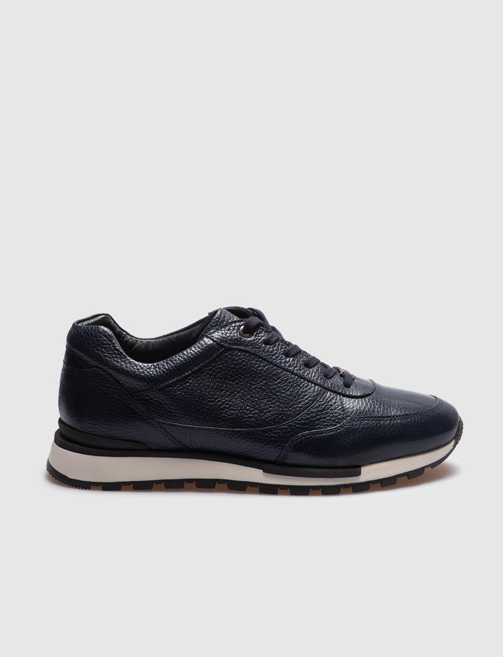 Genuine Leather Navy Blue Lace-up Men's Athletic Shoes