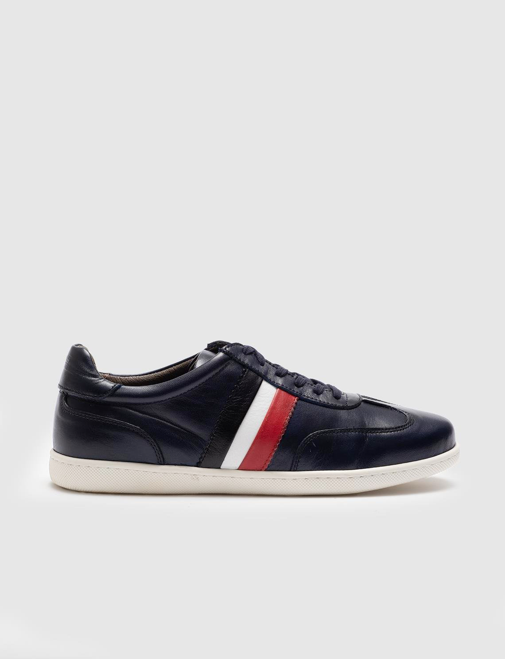 Genuine Leather Navy Blue Lace-up Men's Athletic Shoes
