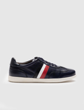 Genuine Leather Navy Blue Lace-up Men's Athletic Shoes