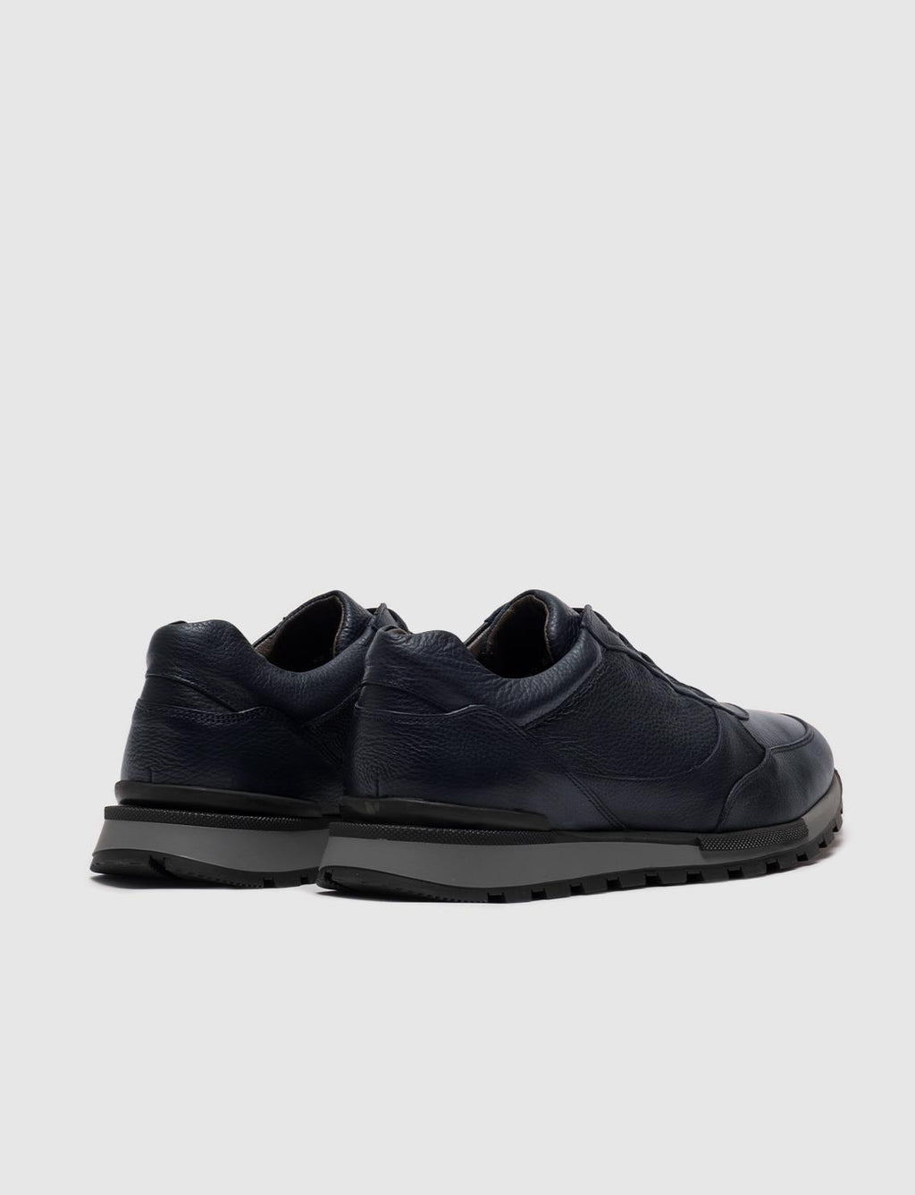 Genuine Leather Navy Blue Lace-up Men's Athletic Shoes