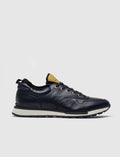 Genuine Leather Navy Blue Lace-up Special Design Men's Athletic Shoes