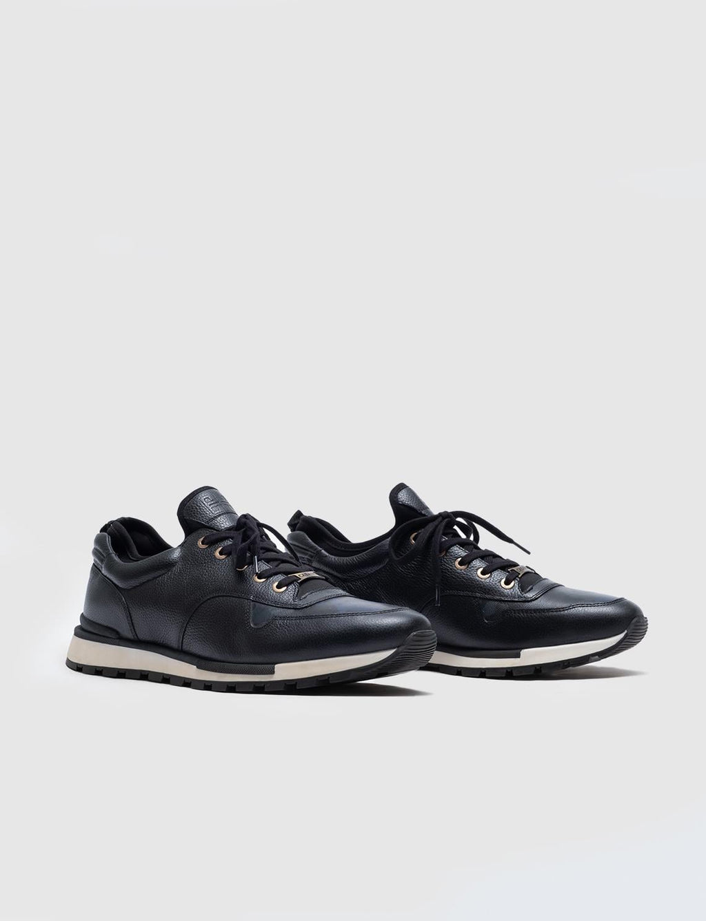 Genuine Leather Navy Blue Lace-up Stretch Detail Men's Athletic Shoes