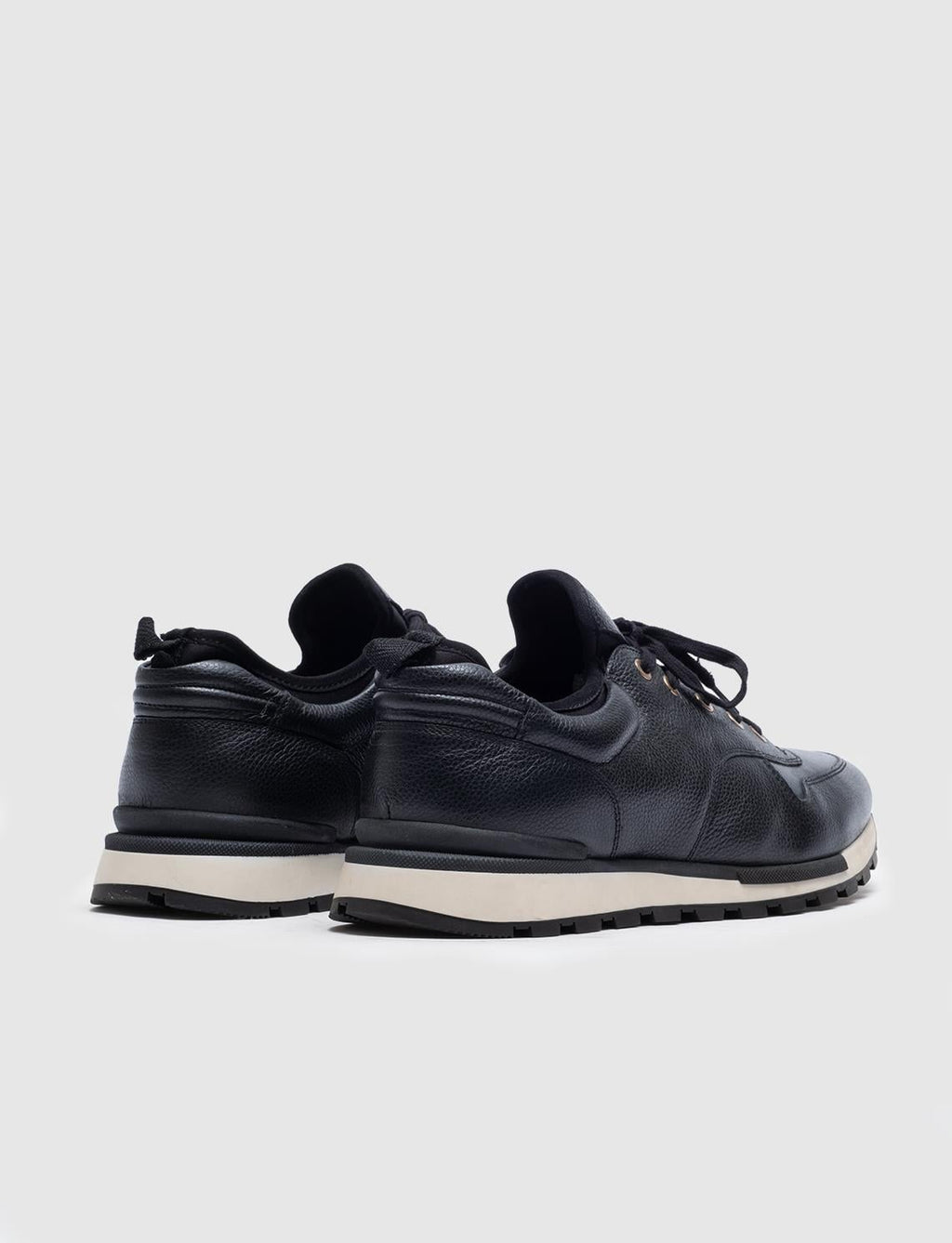 Genuine Leather Navy Blue Lace-up Stretch Detail Men's Athletic Shoes