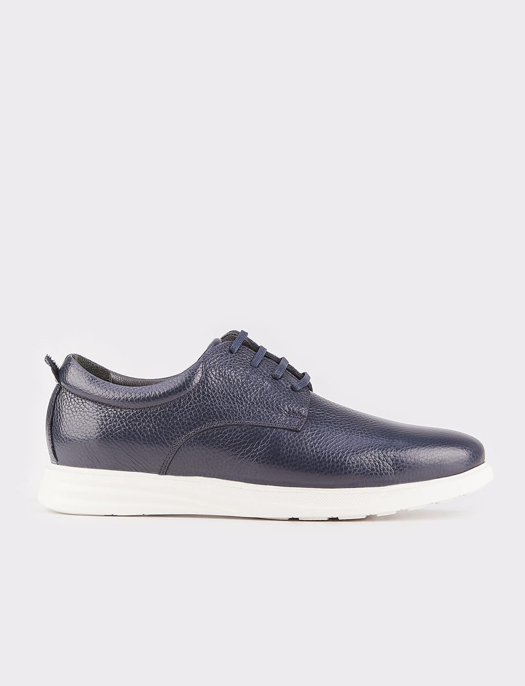 Genuine Leather Navy Blue Extra Lightweight Lace-up Men's Casual Shoes