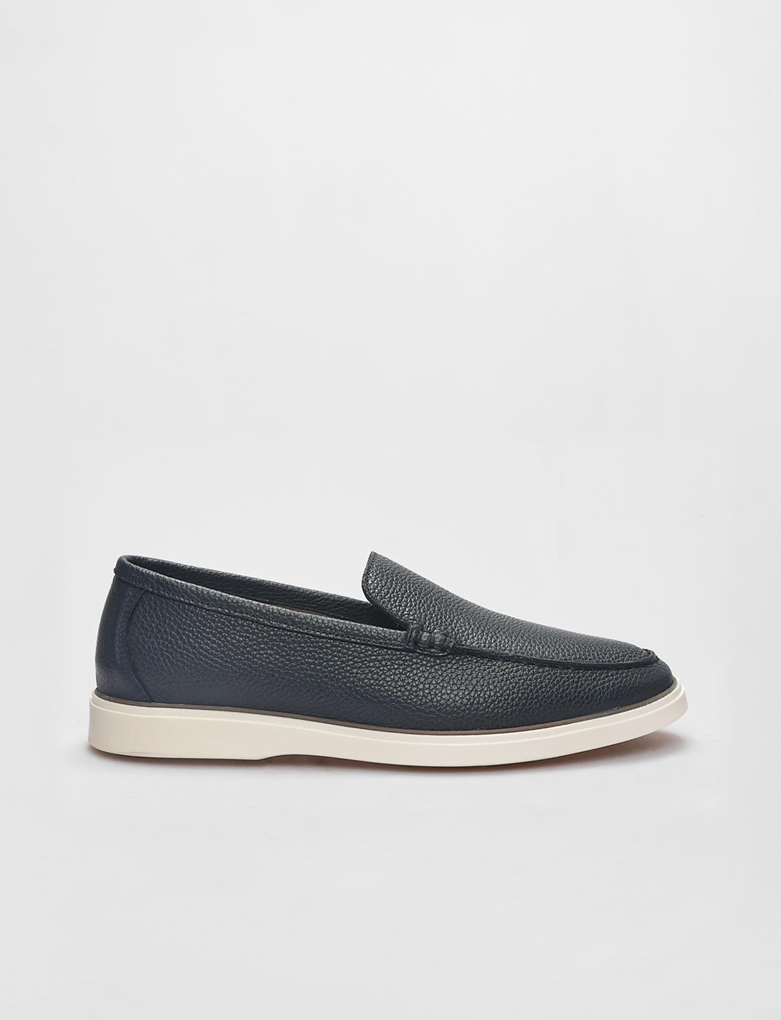 Genuine Leather Navy Blue Men's Loafer