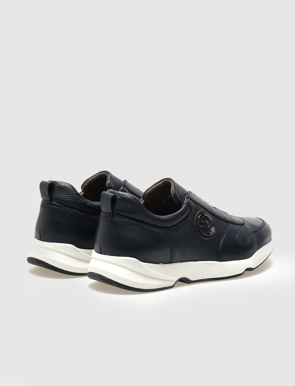 Genuine Leather Navy Blue Men's Athletic Shoes