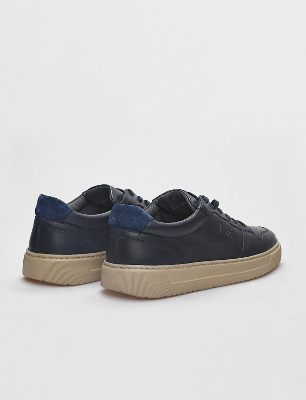 Genuine Leather Navy Blue Lace-up Men's Athletic Shoes