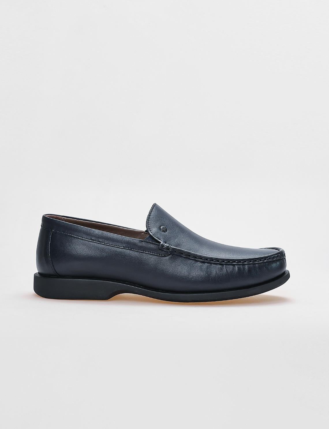 Genuine Leather Navy Blue Men's Casual Shoes