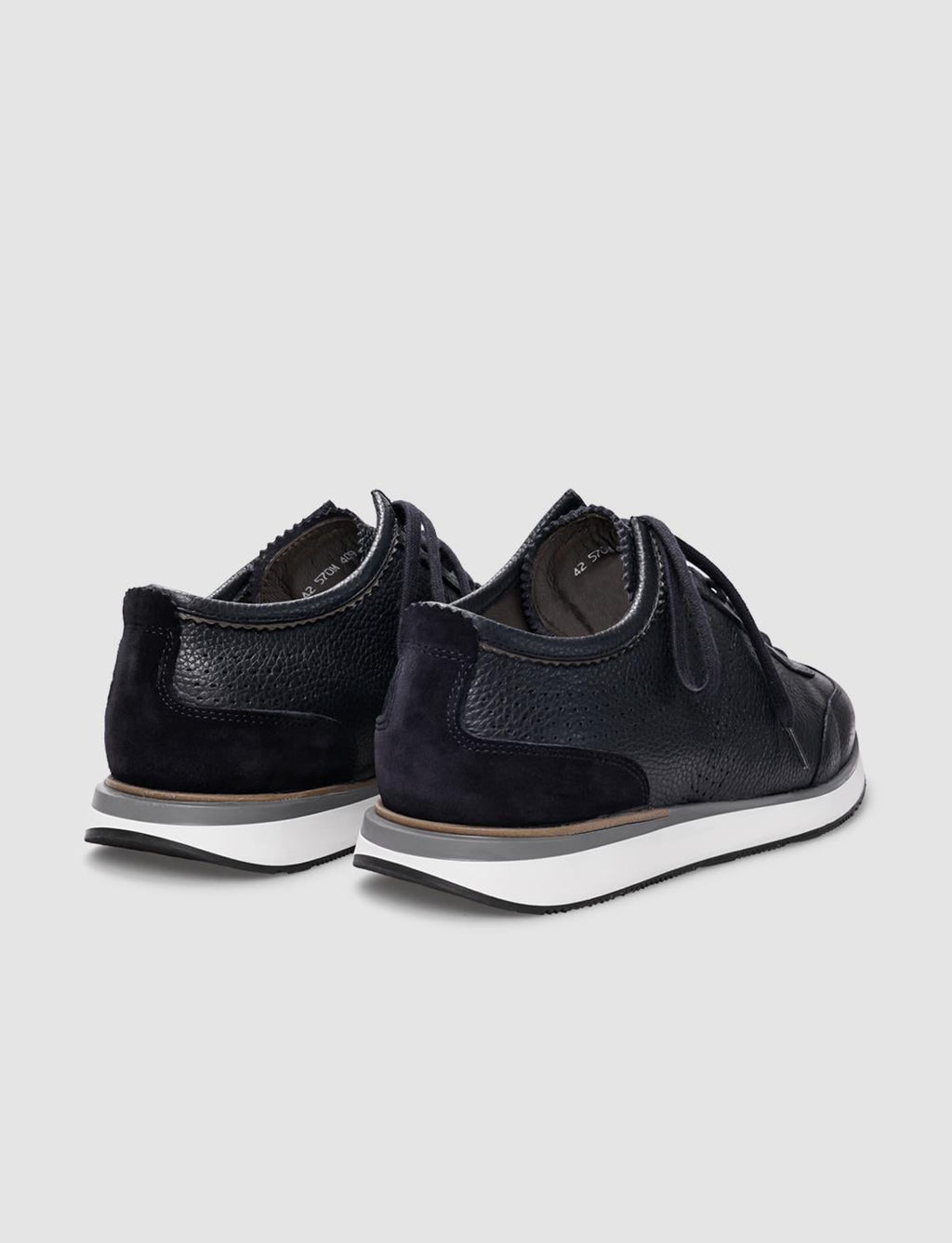 Genuine Leather Navy Blue Lace-up Men's Athletic Shoes