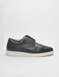 Genuine Leather Navy Blue Lace-up Men's Casual Shoes