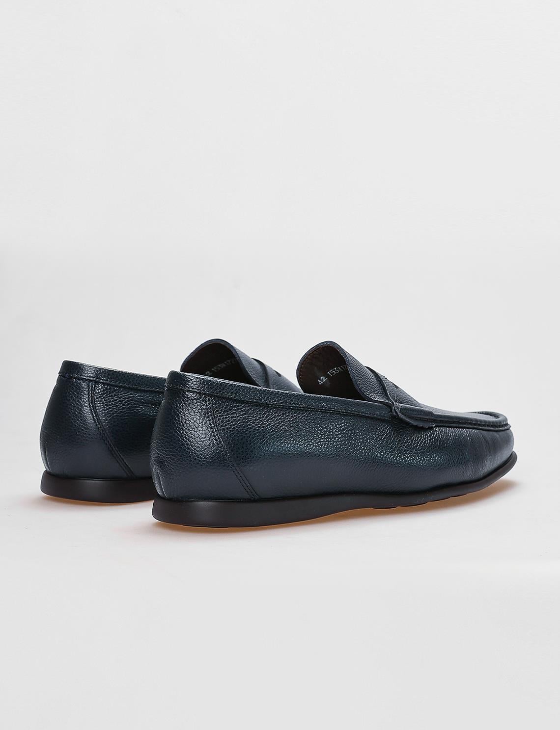 Genuine Leather Navy Blue Men's Casual Shoes