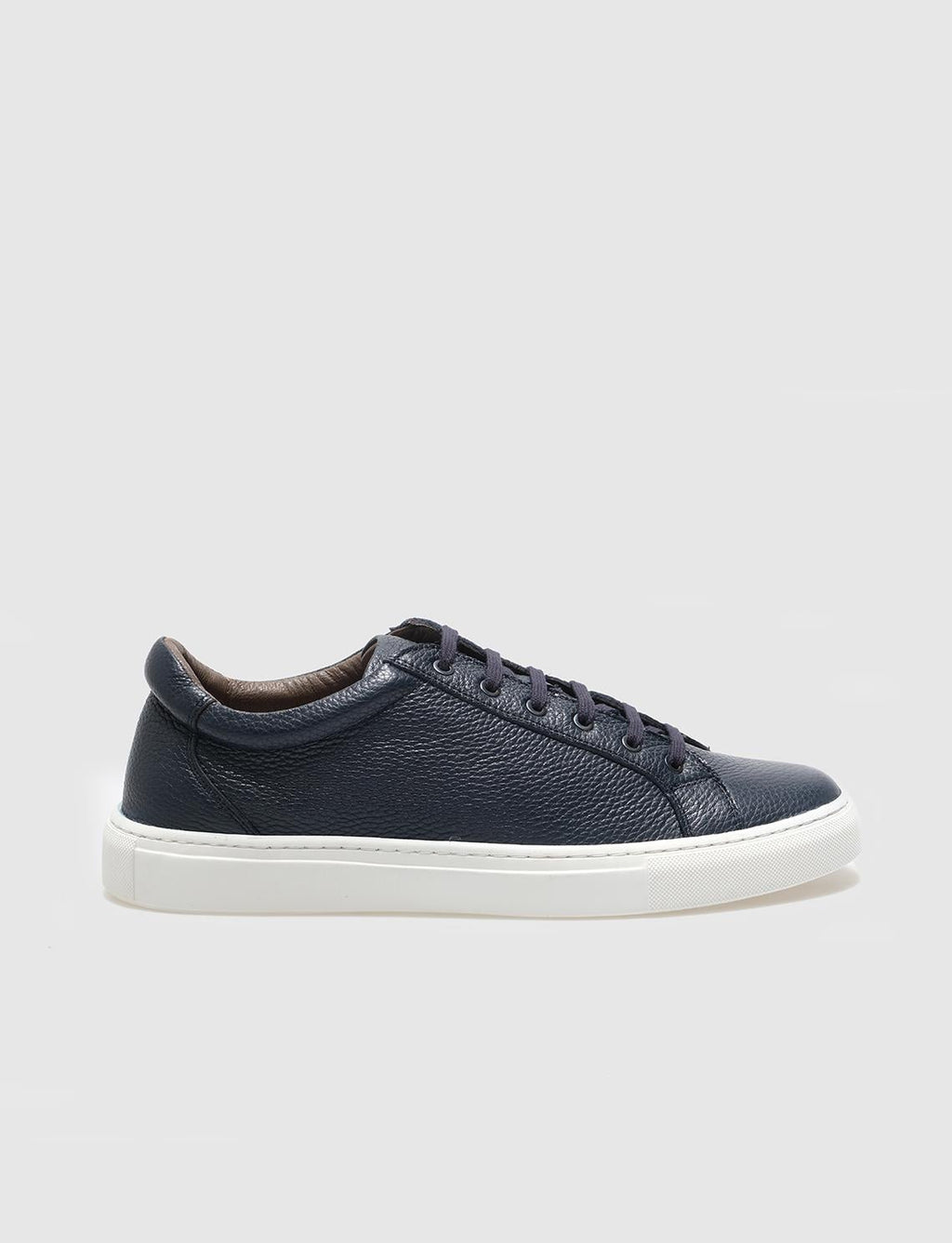 Genuine Leather Navy Blue Lace-up Men's Sneaker