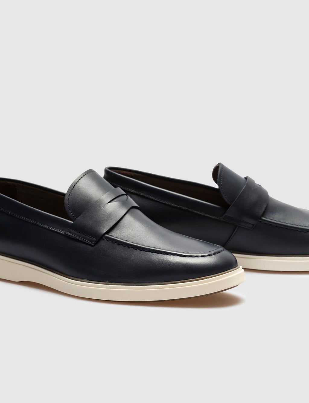 Genuine Leather Navy Blue Men's Casual Shoes