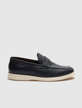 Genuine Leather Navy Blue Men's Casual Shoes