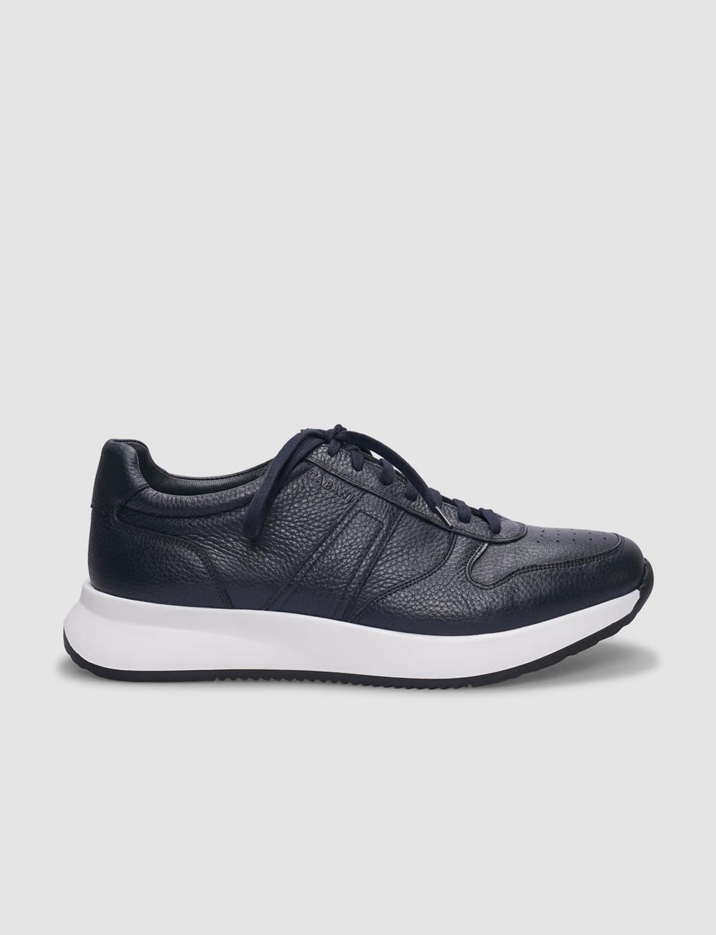 Genuine Leather Navy Blue Lace-up Men's Athletic Shoes