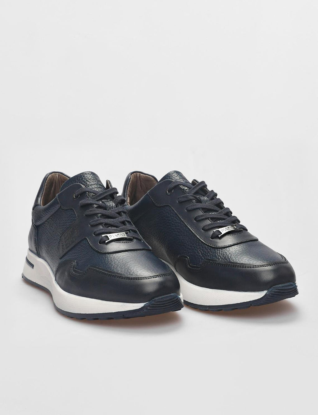 Genuine Leather Navy Blue Lace-up Men's Athletic Shoes