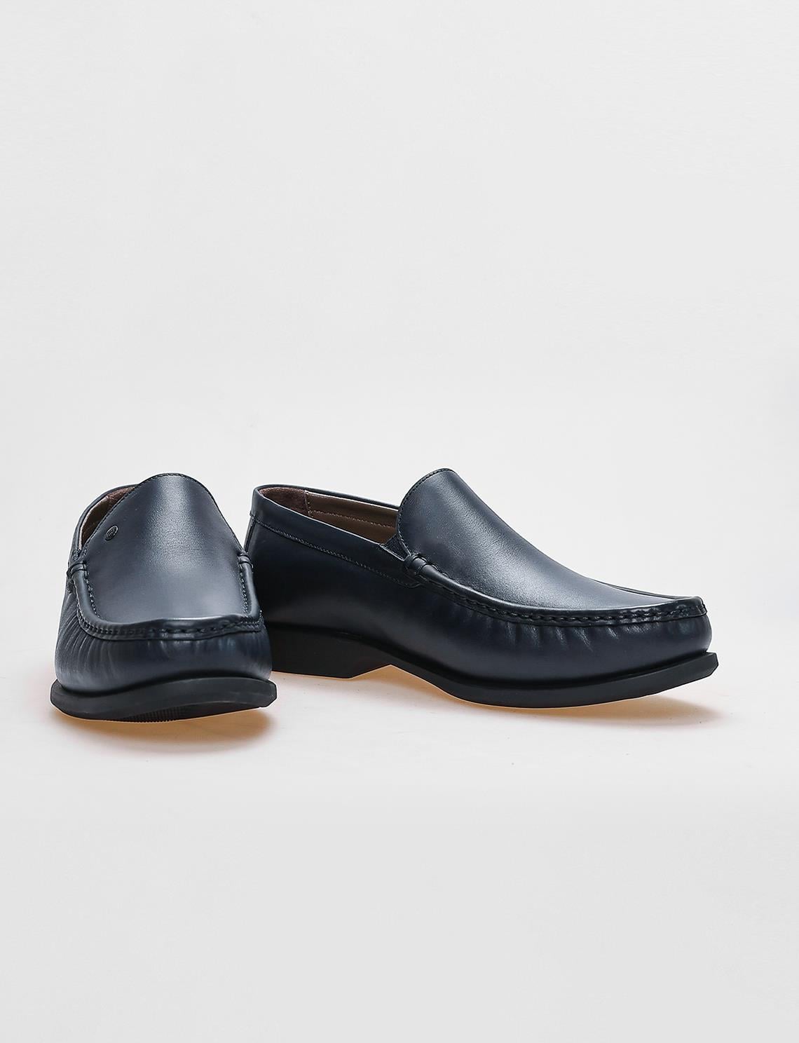 Genuine Leather Navy Blue Men's Casual Shoes