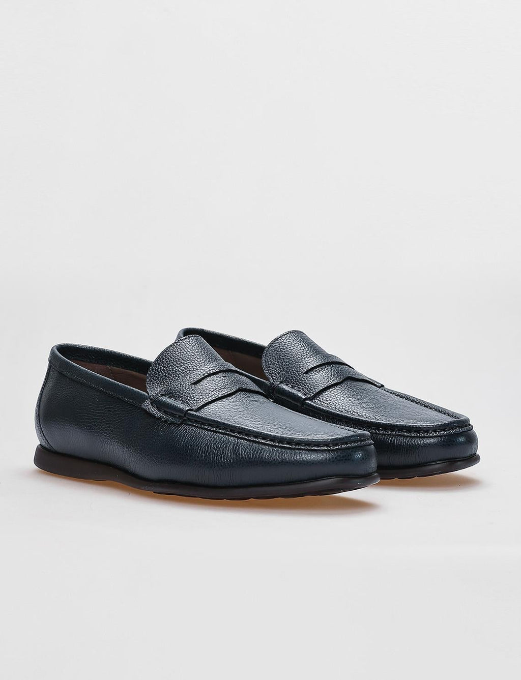 Genuine Leather Navy Blue Men's Casual Shoes