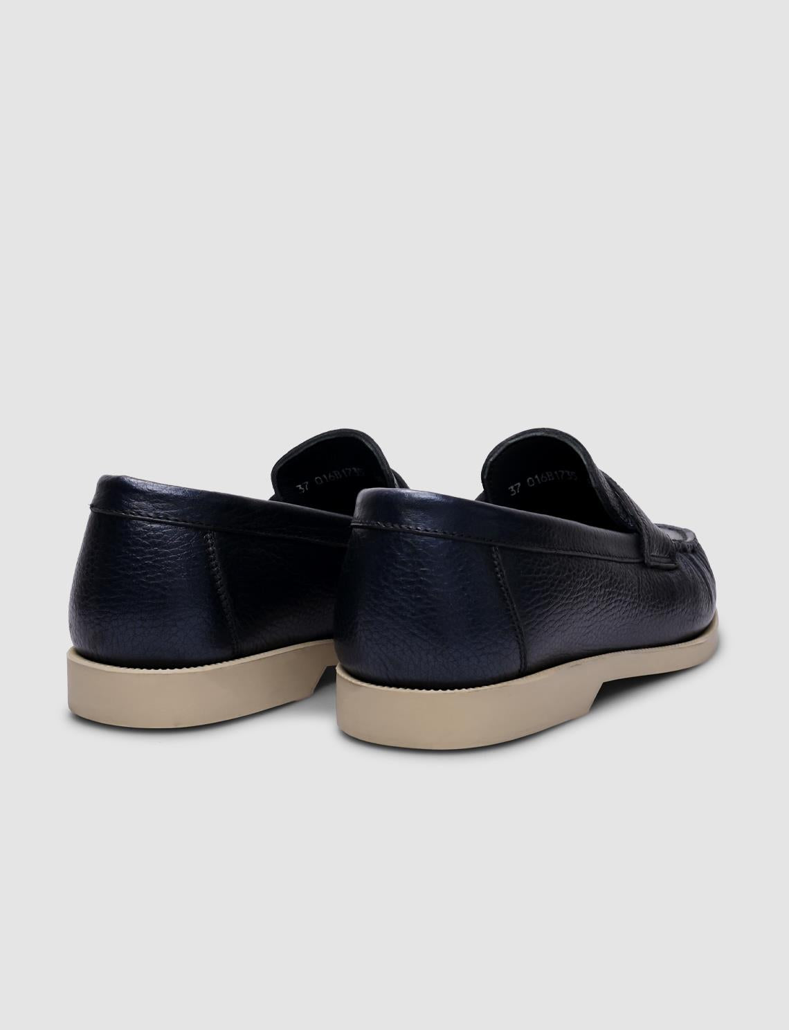 100% Genuine Leather Navy Blue Women's Casual Shoes