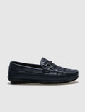 Genuine Leather Navy Blue Fur-Lined Men's Loafers
