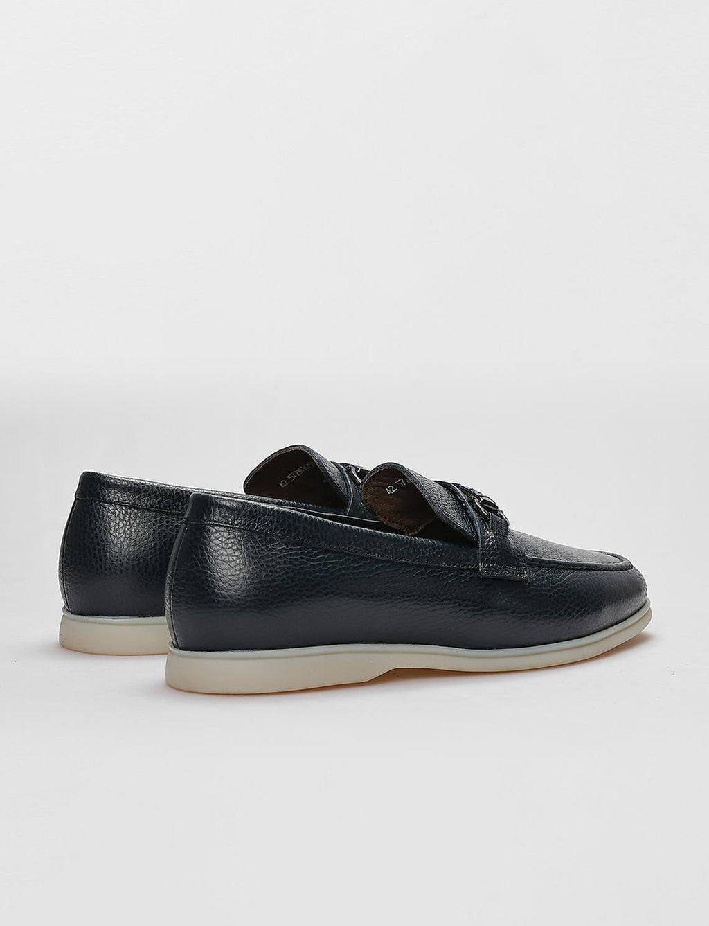 Genuine Leather Navy Blue Buckle Men's Casual Shoes