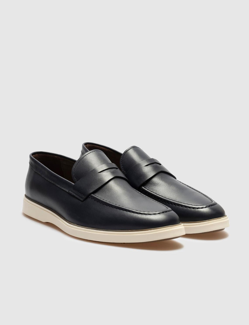 Genuine Leather Navy Blue Men's Casual Shoes